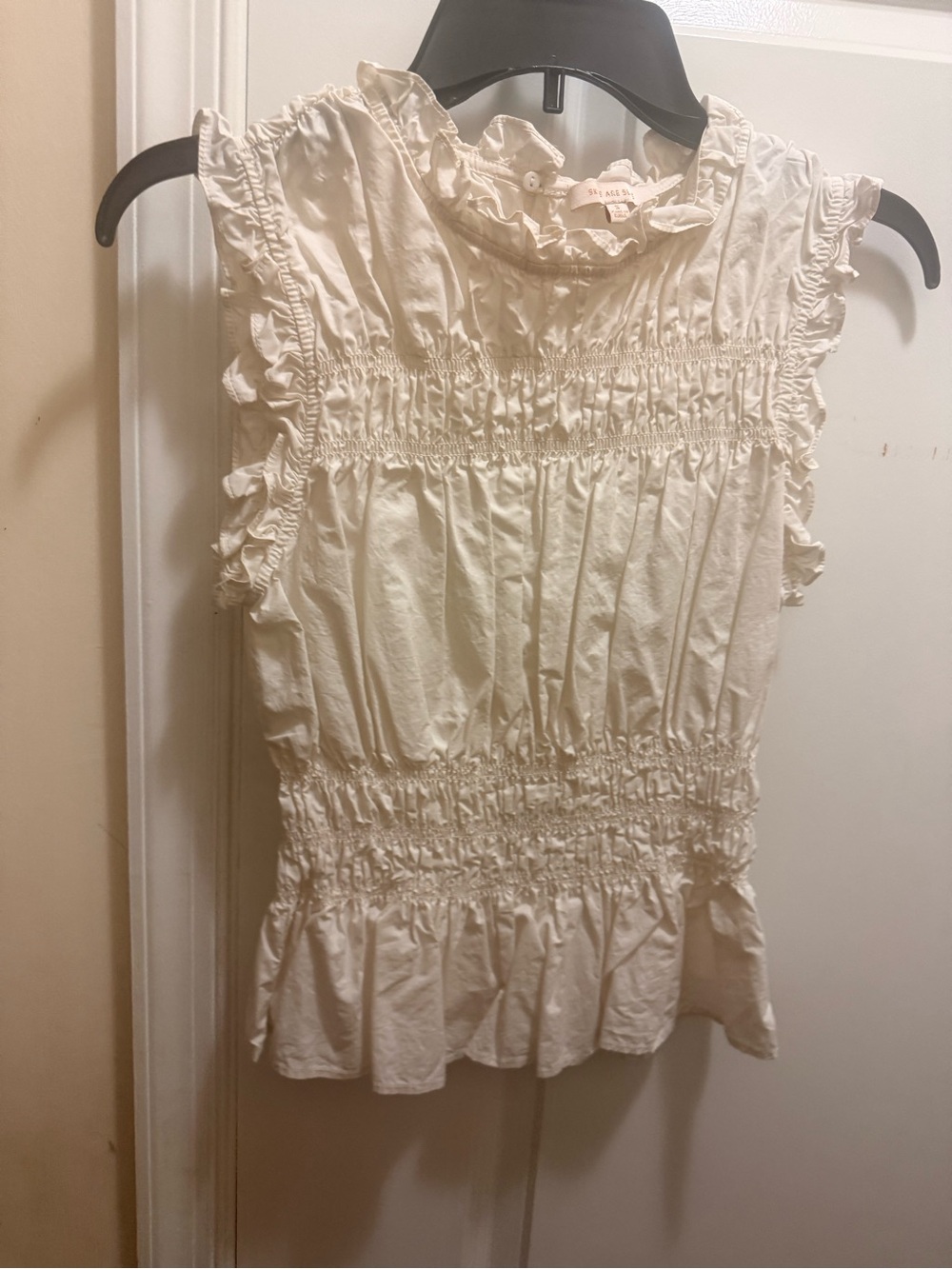 Skies Are Blue Cream Smocked Ruffle Sleeveless Camisole